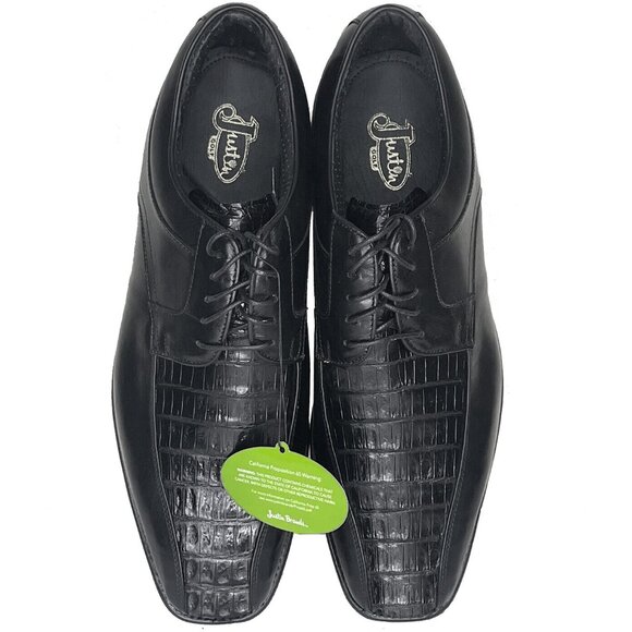 NEW $550 Justin Boots Golf Shoes!  Black  Handcrafted  Alligator & Leather  WIDE main image 4